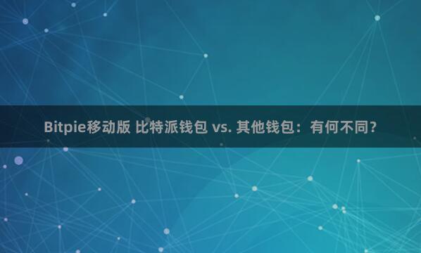 Bitpie移动版 比特派钱包 vs. 其他钱包：有何不同？