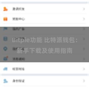 Bitpie功能 比特派钱包：新手下载及使用指南