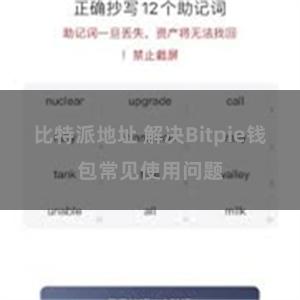 比特派地址 解决Bitpie钱包常见使用问题