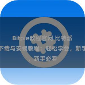 Bitpie教程官网 比特派钱包下载与安装教程：轻松学会，新手必看